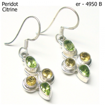 Pure silver natural gemstone dangle earrings